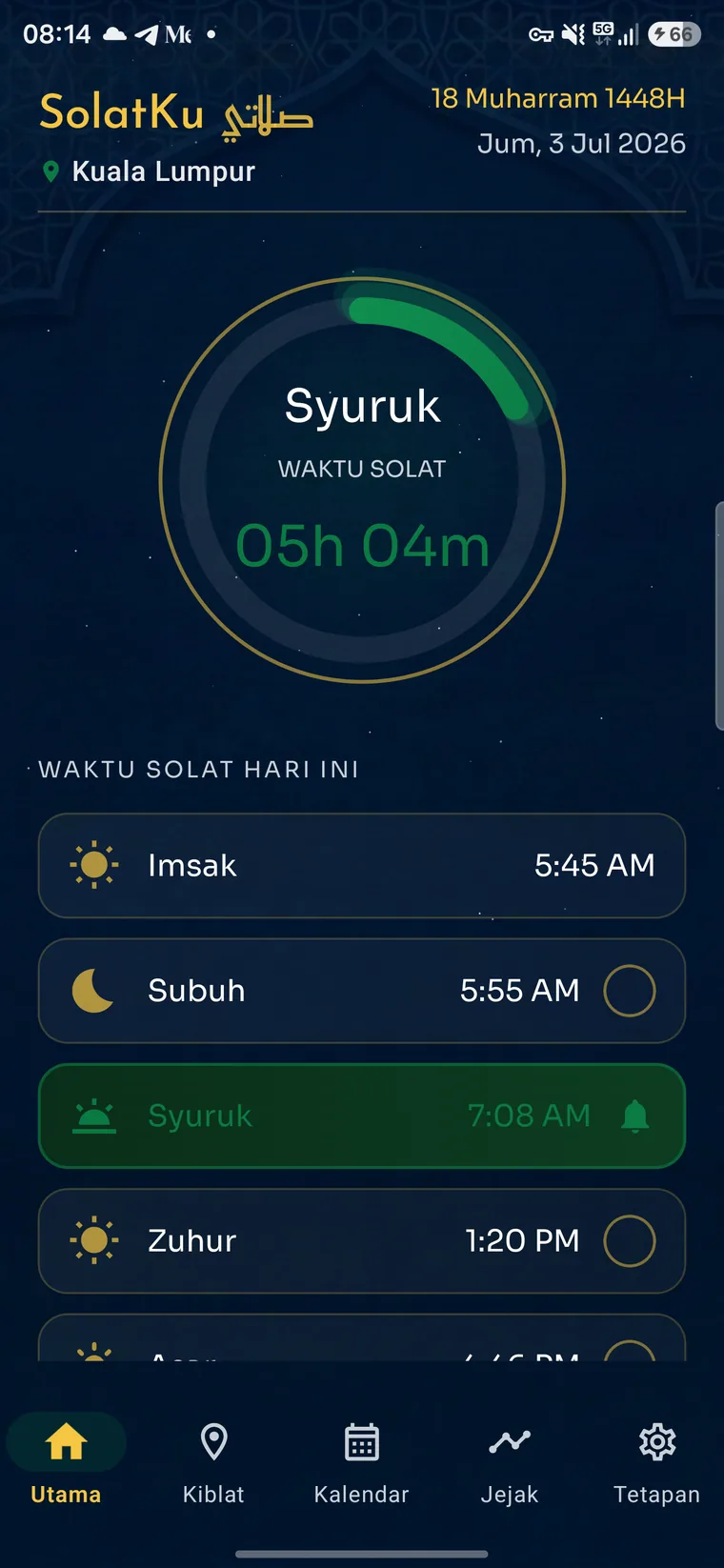 SolatKu Home Screen